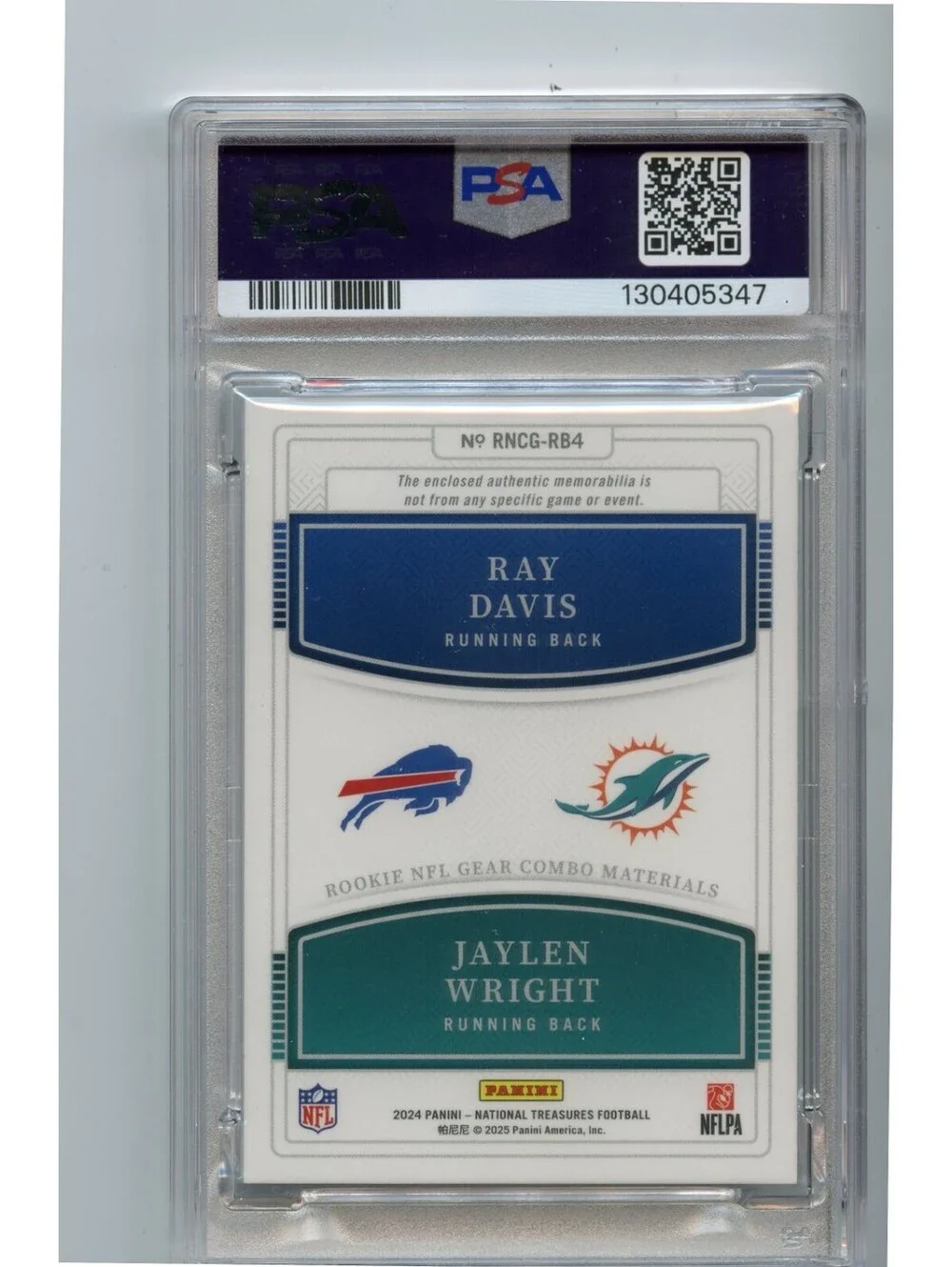 2024 Panini National Treasures Ray Davis Jaylen Wright RC Patch Holo /25 PSA 9